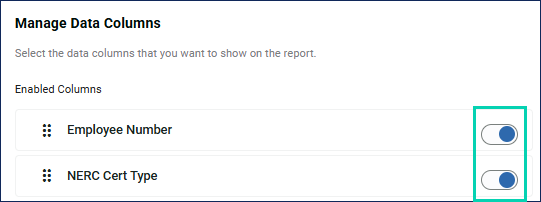 Reports enabled column