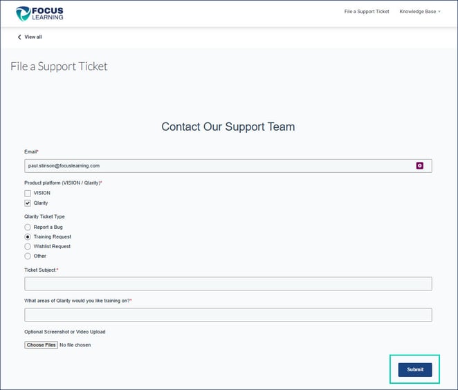 Support Portal form