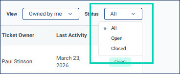 Support Portal view tickets filter