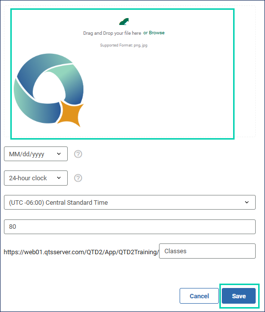 reports logo general settings save